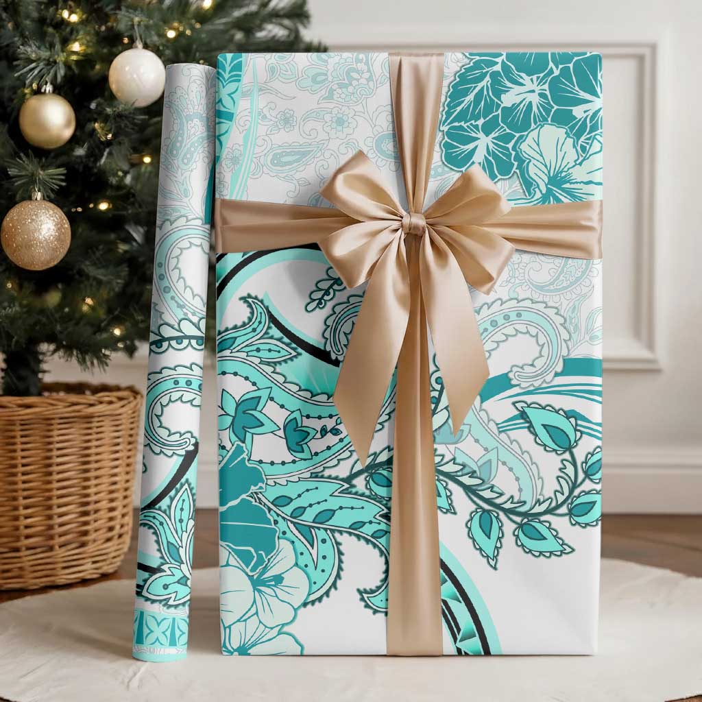 Polynesia Paisley Wrapping Paper Mix Teal Polynesian Pattern - Polynesian Pride