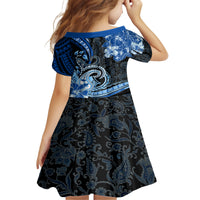 Polynesia Paisley Family Matching Off Shoulder Maxi Dress and Hawaiian Shirt Mix Blue Polynesian Pattern LT05 - Polynesian Pride