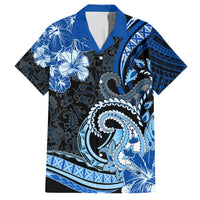 Polynesia Paisley Family Matching Short Sleeve Bodycon Dress and Hawaiian Shirt Mix Blue Polynesian Pattern LT05 Dad's Shirt - Short Sleeve Blue - Polynesian Pride