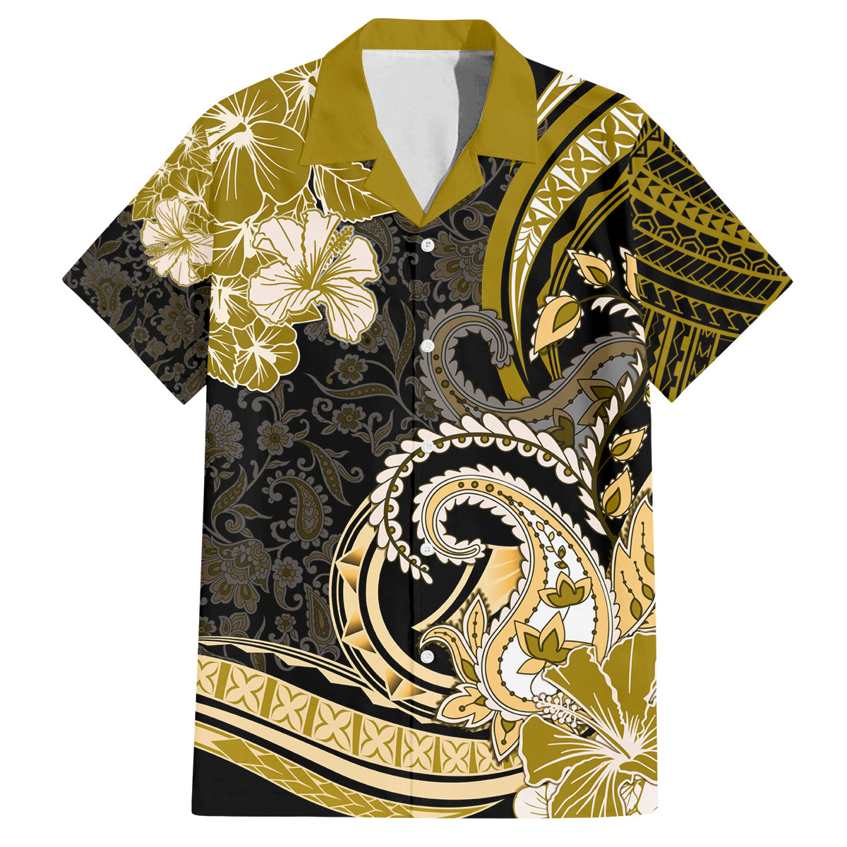 Polynesia Paisley Family Matching Long Sleeve Bodycon Dress and Hawaiian Shirt Mix Gold Polynesian Pattern LT05 Dad's Shirt - Short Sleeve Gold - Polynesian Pride