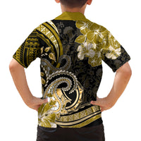 Polynesia Paisley Family Matching Off Shoulder Maxi Dress and Hawaiian Shirt Mix Gold Polynesian Pattern LT05 - Polynesian Pride