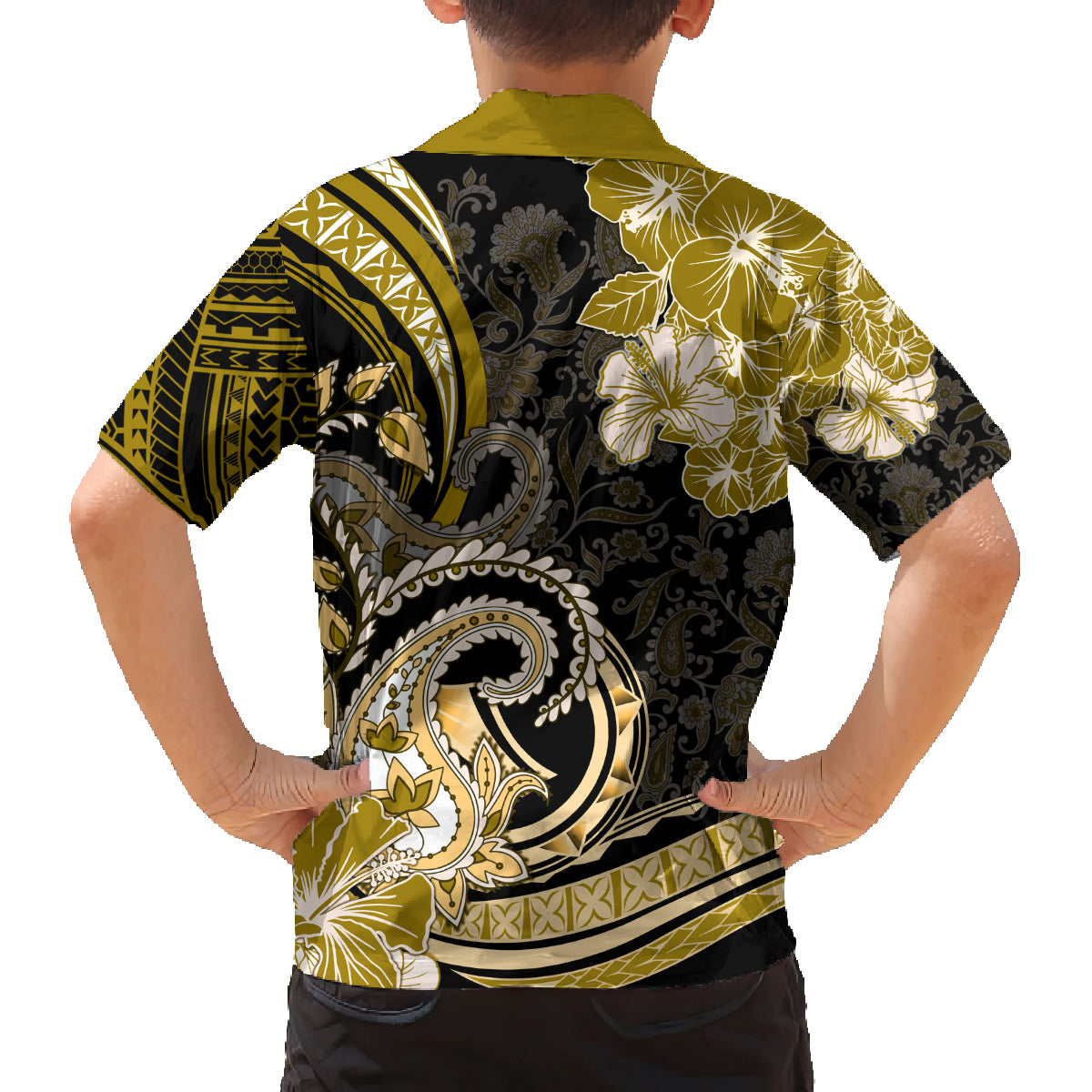 Polynesia Paisley Family Matching Tank Maxi Dress and Hawaiian Shirt Mix Gold Polynesian Pattern LT05 - Polynesian Pride