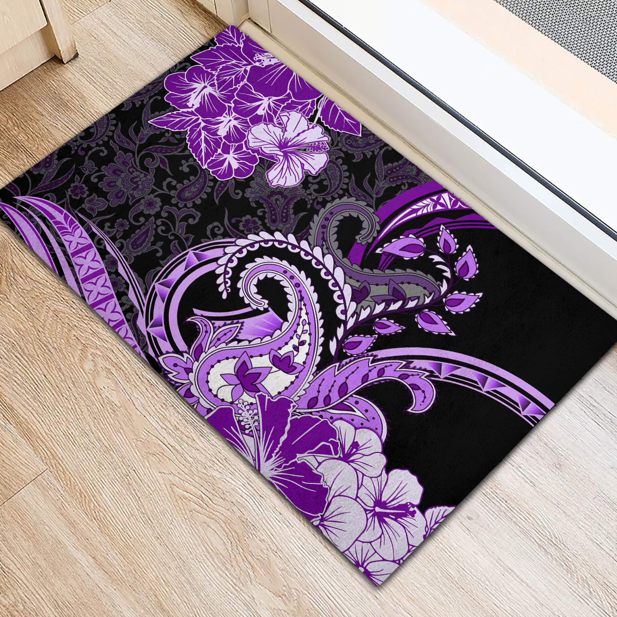 Polynesia Paisley Rubber Doormat Mix Purple Polynesian Pattern