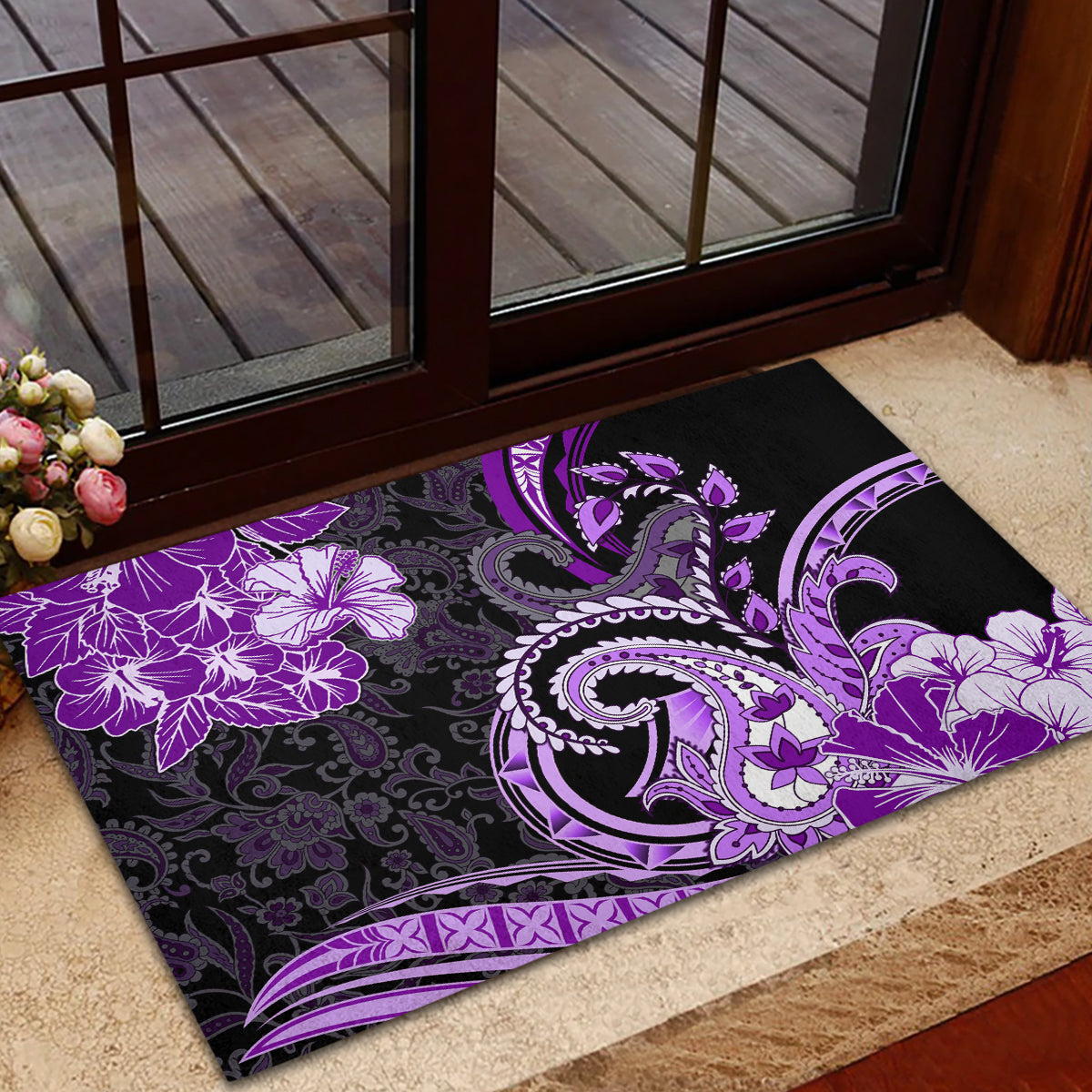 Polynesia Paisley Rubber Doormat Mix Purple Polynesian Pattern