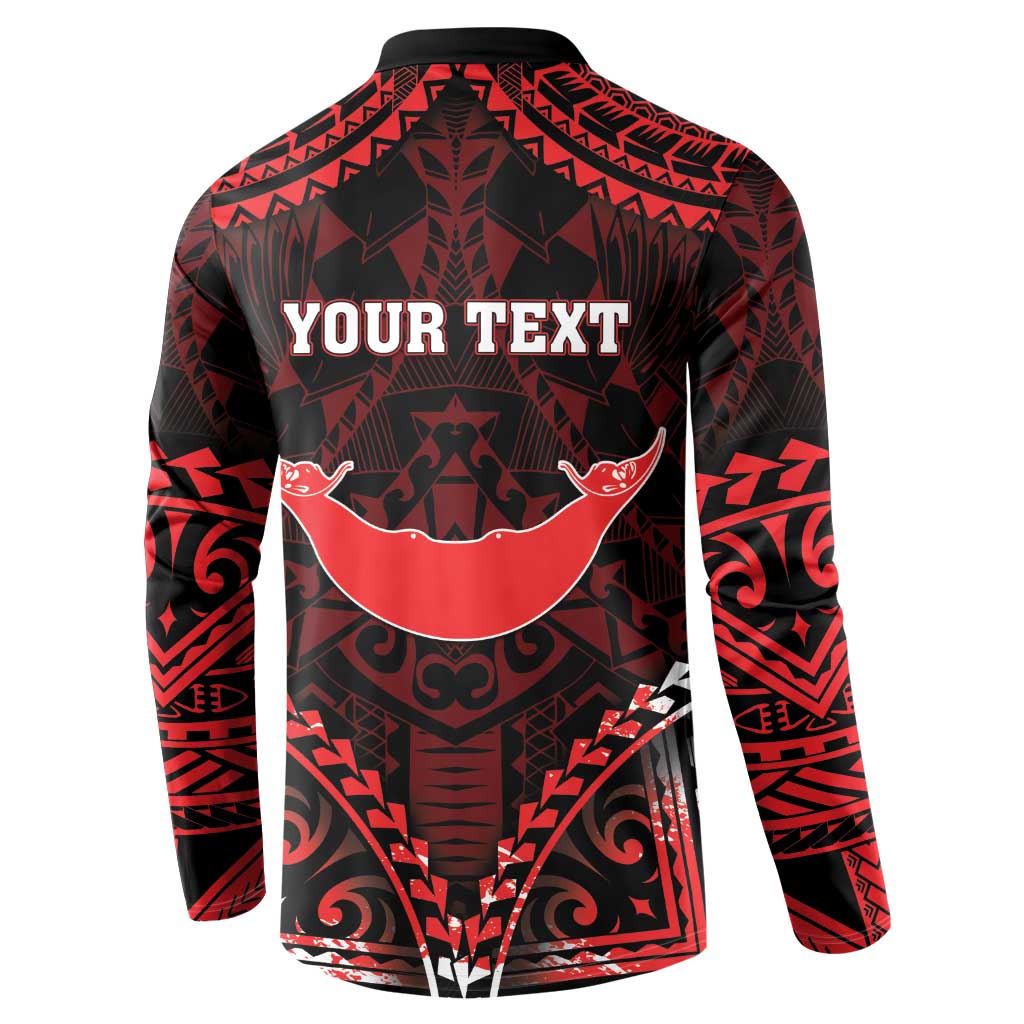 Personalised Easter Island Button Sweatshirt Polynesian Pattern Emblem