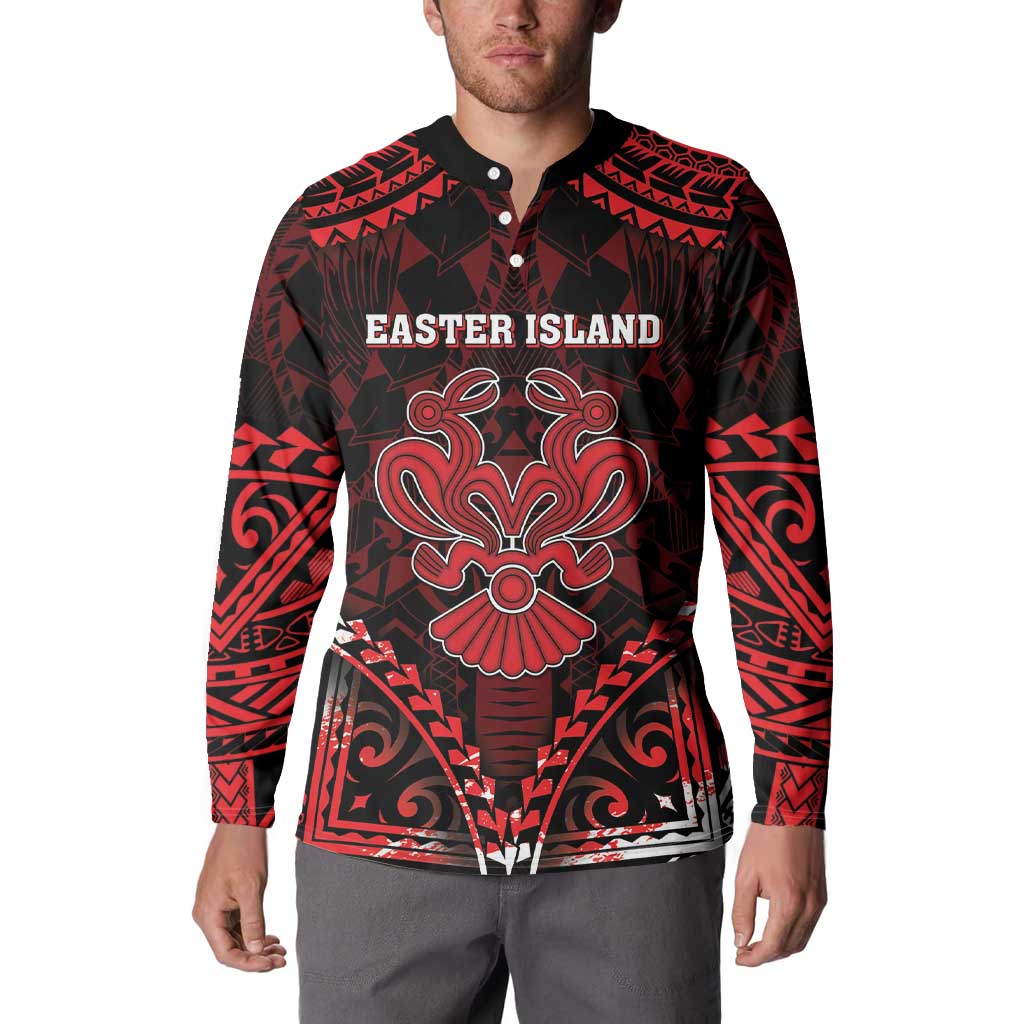 Personalised Easter Island Button Sweatshirt Polynesian Pattern Emblem