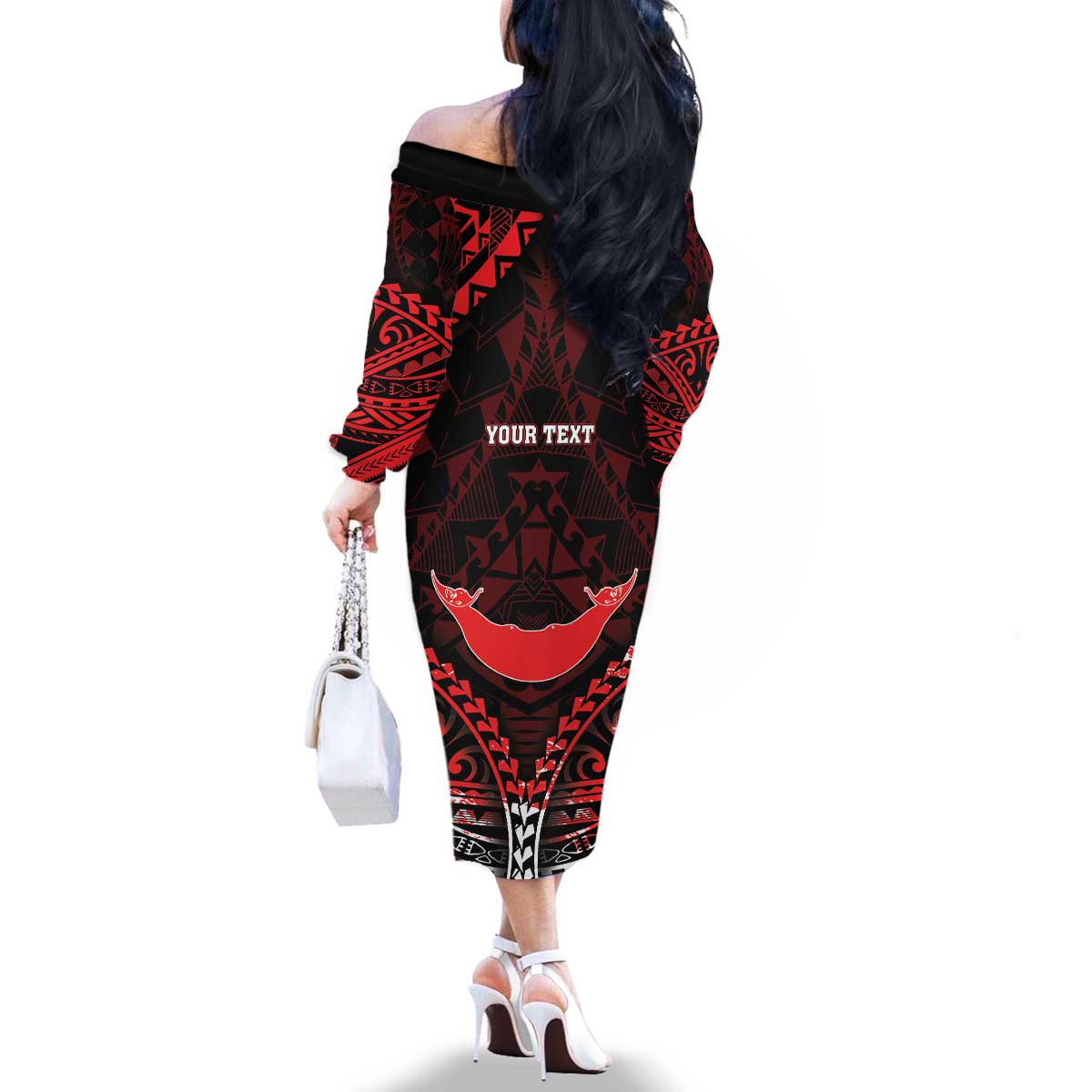 Personalised Easter Island Family Matching Off The Shoulder Long Sleeve Dress and Hawaiian Shirt Polynesian Pattern Emblem