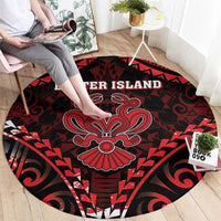 Easter Island Round Carpet Polynesian Pattern Emblem