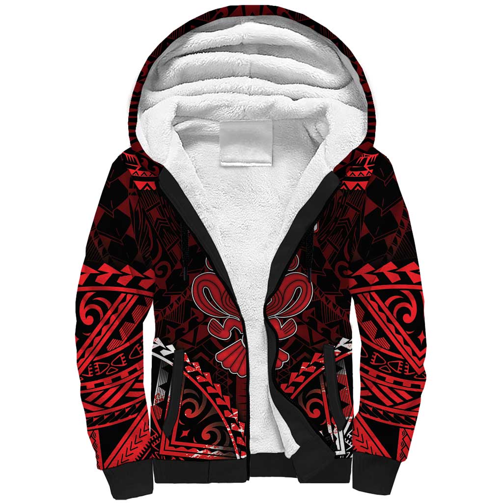 Personalised Easter Island Sherpa Hoodie Polynesian Pattern Emblem