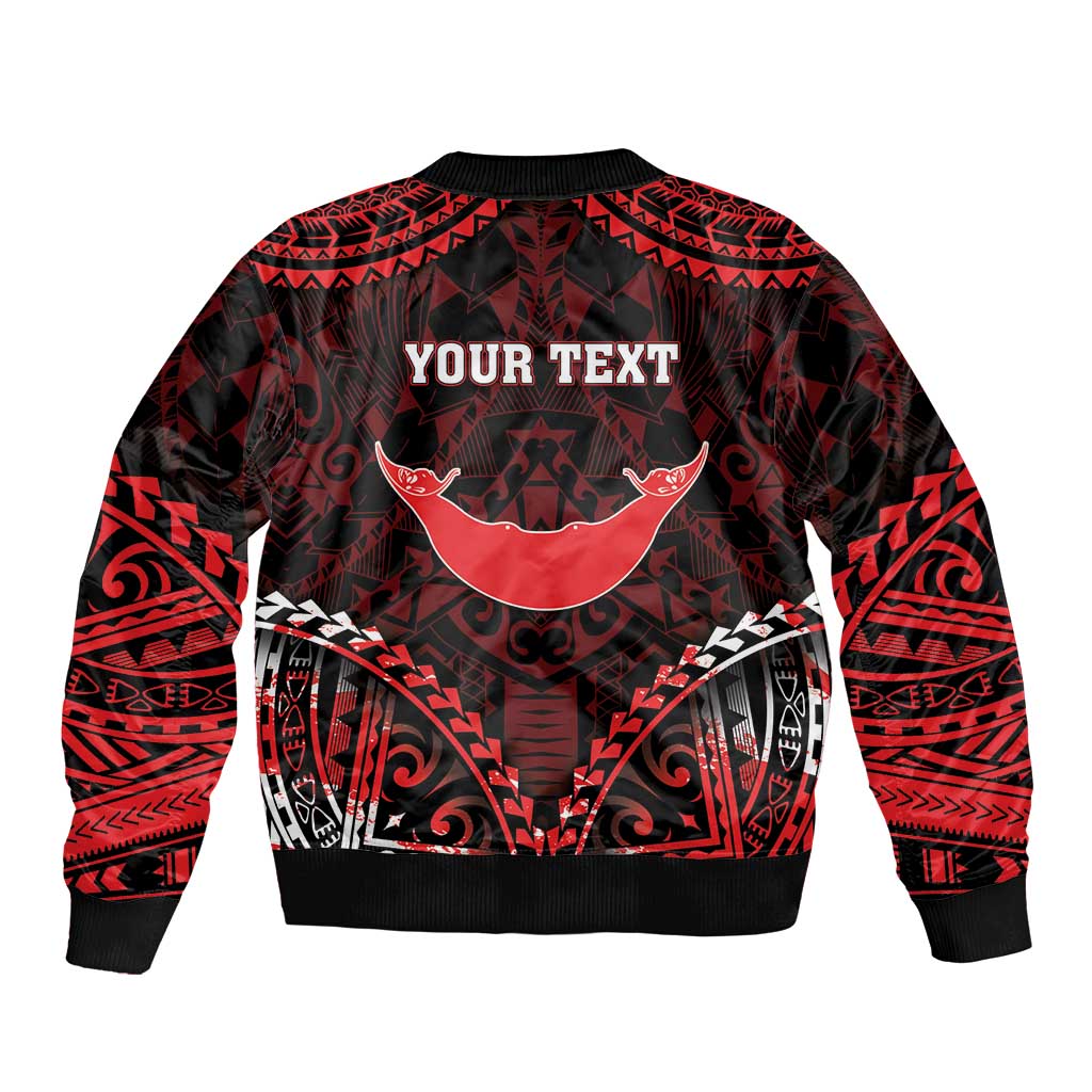 Personalised Easter Island Sleeve Zip Bomber Jacket Polynesian Pattern Emblem