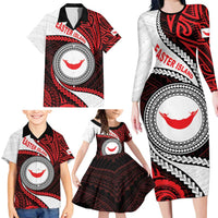 Easter Island Family Matching Long Sleeve Bodycon Dress and Hawaiian Shirt Moai Statues Polynesian Style LT05 - Polynesian Pride