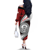 Easter Island Family Matching Off The Shoulder Long Sleeve Dress and Hawaiian Shirt Moai Statues Polynesian Style LT05 - Polynesian Pride