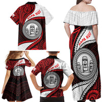 Easter Island Family Matching Off Shoulder Maxi Dress and Hawaiian Shirt Moai Statues Polynesian Style LT05 - Polynesian Pride