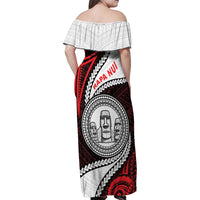 Easter Island Family Matching Off Shoulder Maxi Dress and Hawaiian Shirt Moai Statues Polynesian Style LT05 - Polynesian Pride