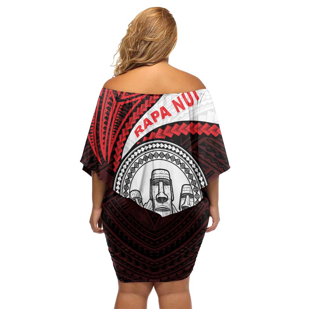 Easter Island Family Matching Off Shoulder Short Dress and Hawaiian Shirt Moai Statues Polynesian Style LT05 - Polynesian Pride