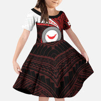 Easter Island Family Matching Summer Maxi Dress and Hawaiian Shirt Moai Statues Polynesian Style LT05 Daughter's Dress Red - Polynesian Pride