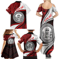 Easter Island Family Matching Summer Maxi Dress and Hawaiian Shirt Moai Statues Polynesian Style LT05 - Polynesian Pride