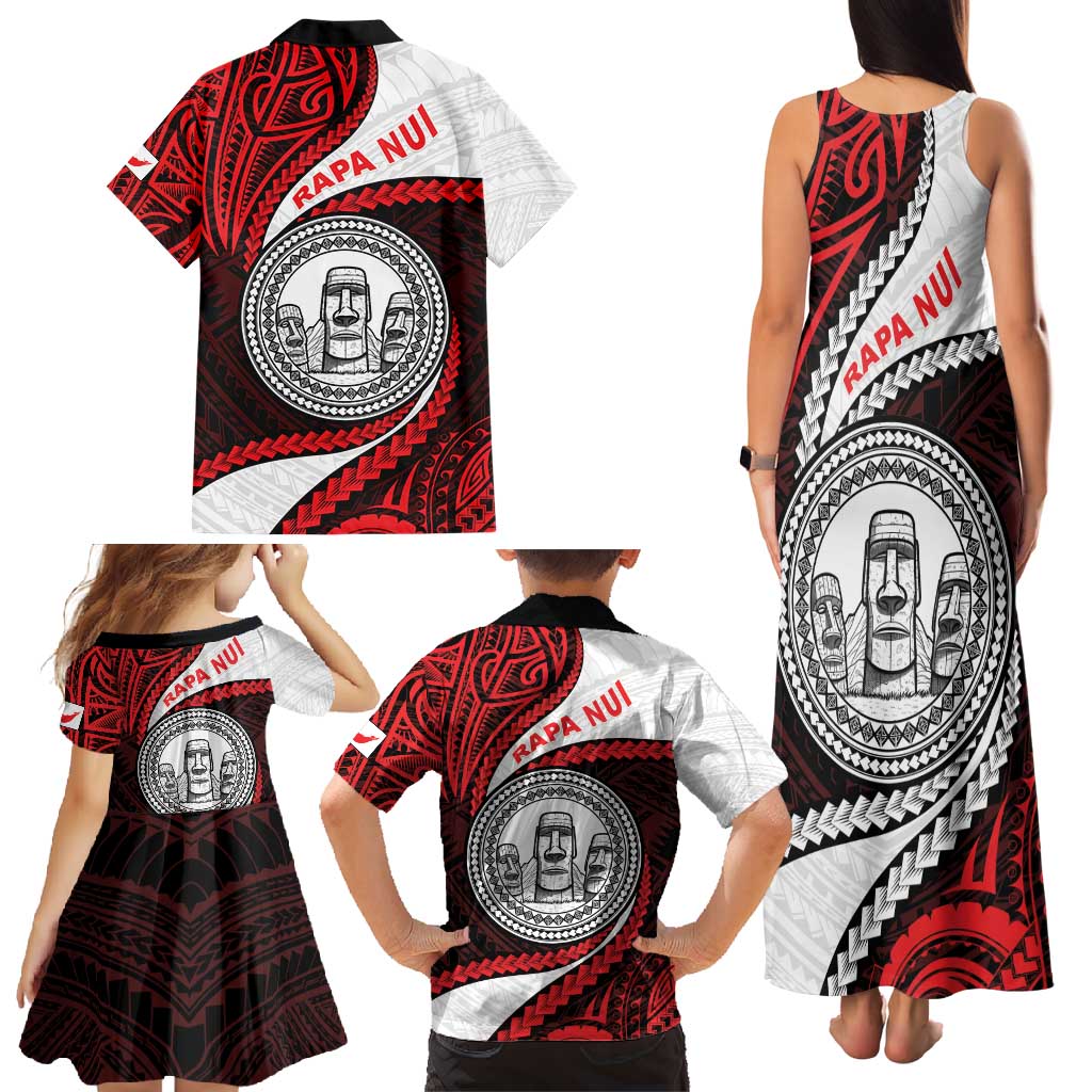Easter Island Family Matching Tank Maxi Dress and Hawaiian Shirt Moai Statues Polynesian Style LT05 - Polynesian Pride