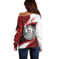 Easter Island Off Shoulder Sweater Moai Statues Polynesian Style LT05 - Polynesian Pride