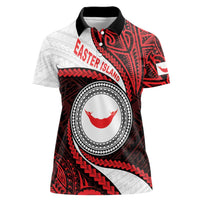 Easter Island Women Polo Shirt Moai Statues Polynesian Style LT05 Female Red - Polynesian Pride