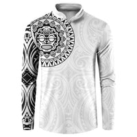 New Zealand Aotearoa Button Sweatshirt Maori Te Mata O Rongokako LT05 White - Polynesian Pride