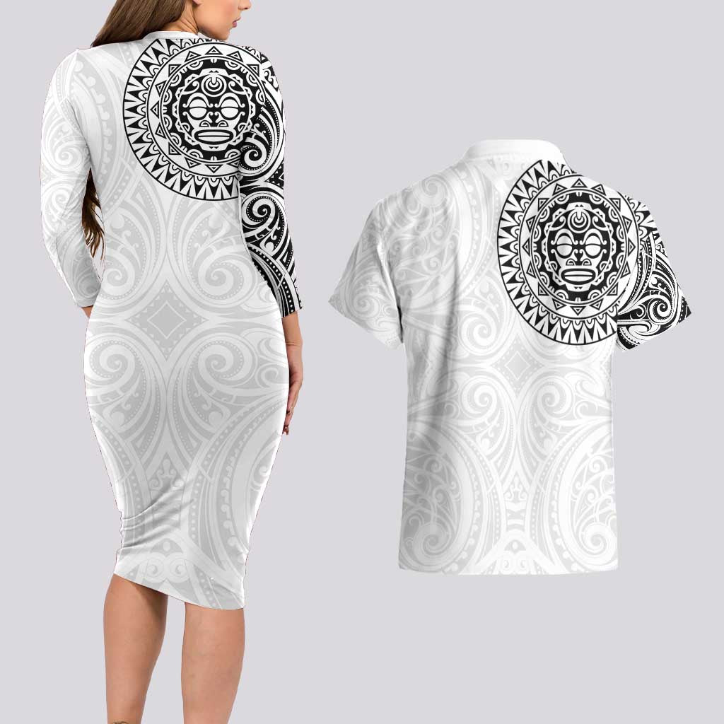 New Zealand Aotearoa Couples Matching Long Sleeve Bodycon Dress and Hawaiian Shirt Maori Te Mata O Rongokako LT05 - Polynesian Pride