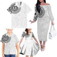 New Zealand Aotearoa Family Matching Off The Shoulder Long Sleeve Dress and Hawaiian Shirt Maori Te Mata O Rongokako LT05 - Polynesian Pride