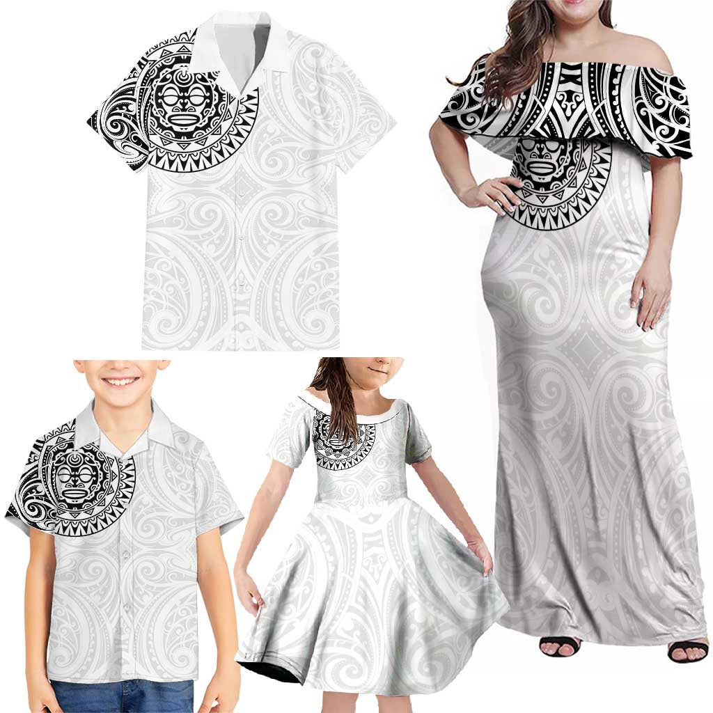 New Zealand Aotearoa Family Matching Off Shoulder Maxi Dress and Hawaiian Shirt Maori Te Mata O Rongokako LT05 - Polynesian Pride