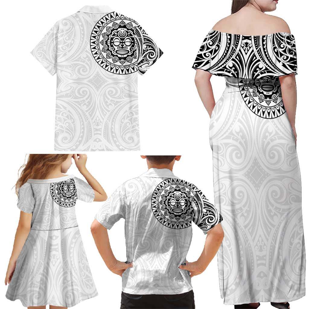New Zealand Aotearoa Family Matching Off Shoulder Maxi Dress and Hawaiian Shirt Maori Te Mata O Rongokako LT05 - Polynesian Pride