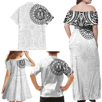 New Zealand Aotearoa Family Matching Off Shoulder Maxi Dress and Hawaiian Shirt Maori Te Mata O Rongokako LT05 - Polynesian Pride