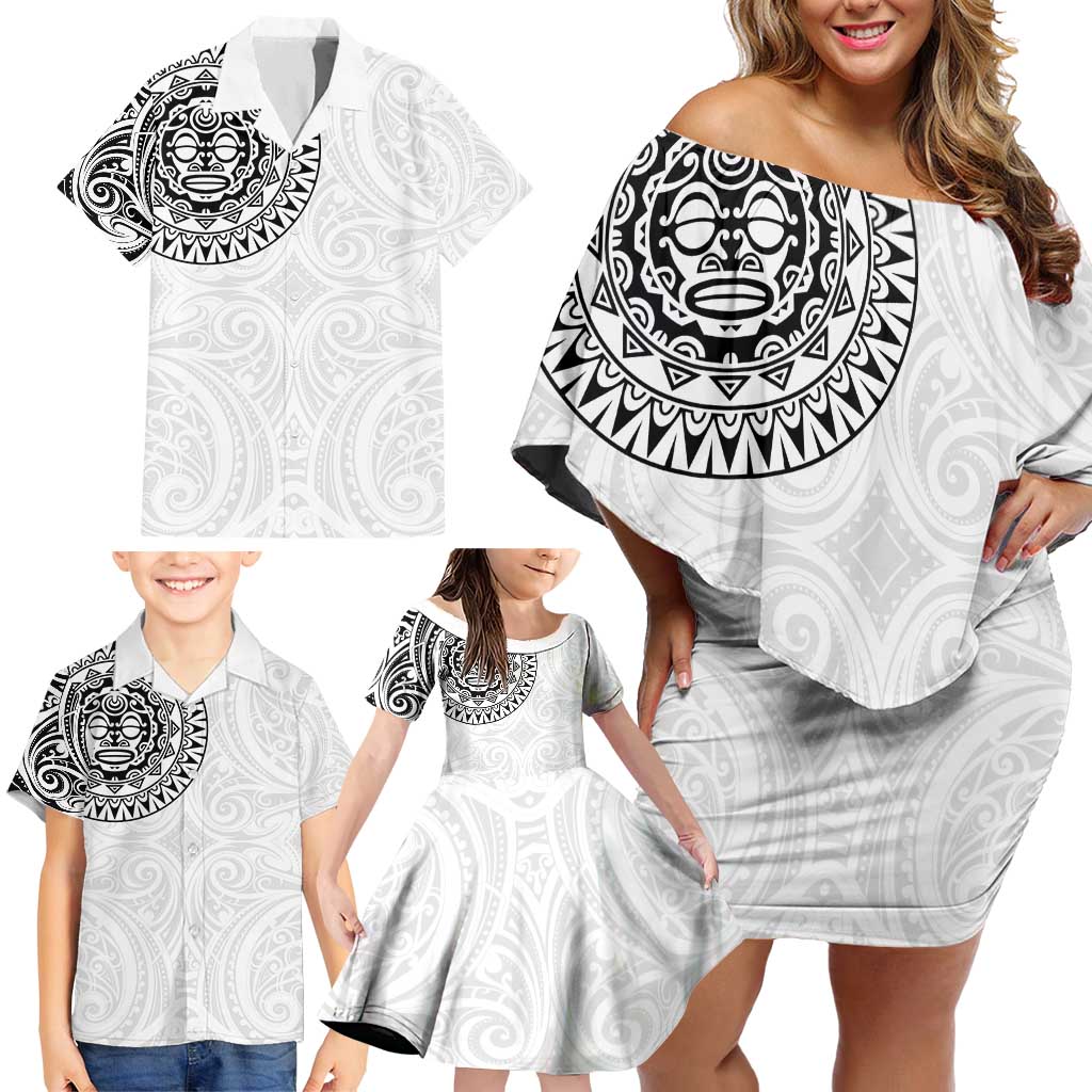 New Zealand Aotearoa Family Matching Off Shoulder Short Dress and Hawaiian Shirt Maori Te Mata O Rongokako LT05 - Polynesian Pride