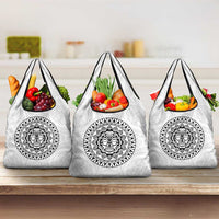 New Zealand Aotearoa Grocery Bag Maori Te Mata O Rongokako LT05 3-pack One Size White - Polynesian Pride