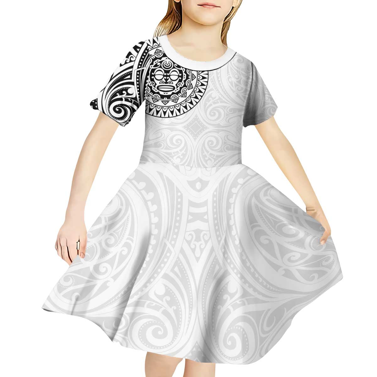 New Zealand Aotearoa Kid Short Sleeve Dress Maori Te Mata O Rongokako LT05 - Polynesian Pride