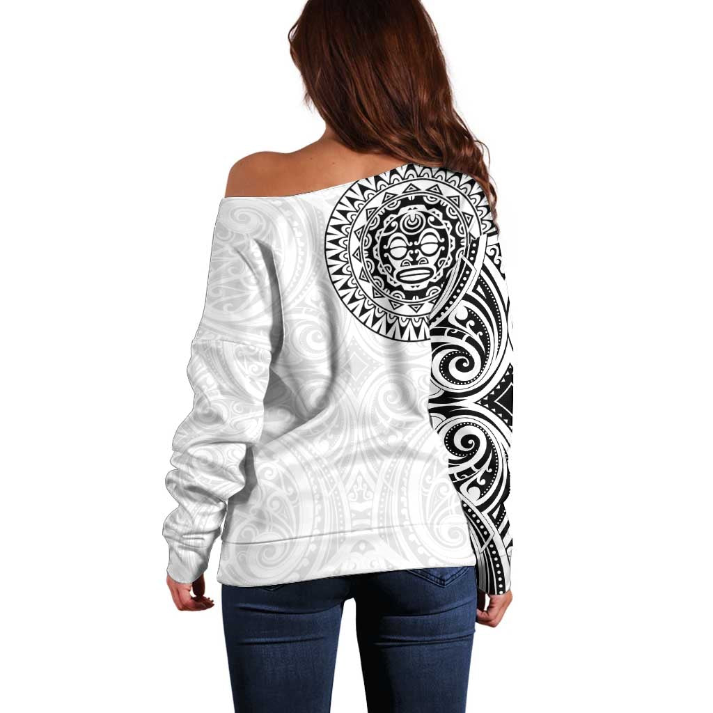 New Zealand Aotearoa Off Shoulder Sweater Maori Te Mata O Rongokako LT05 - Polynesian Pride
