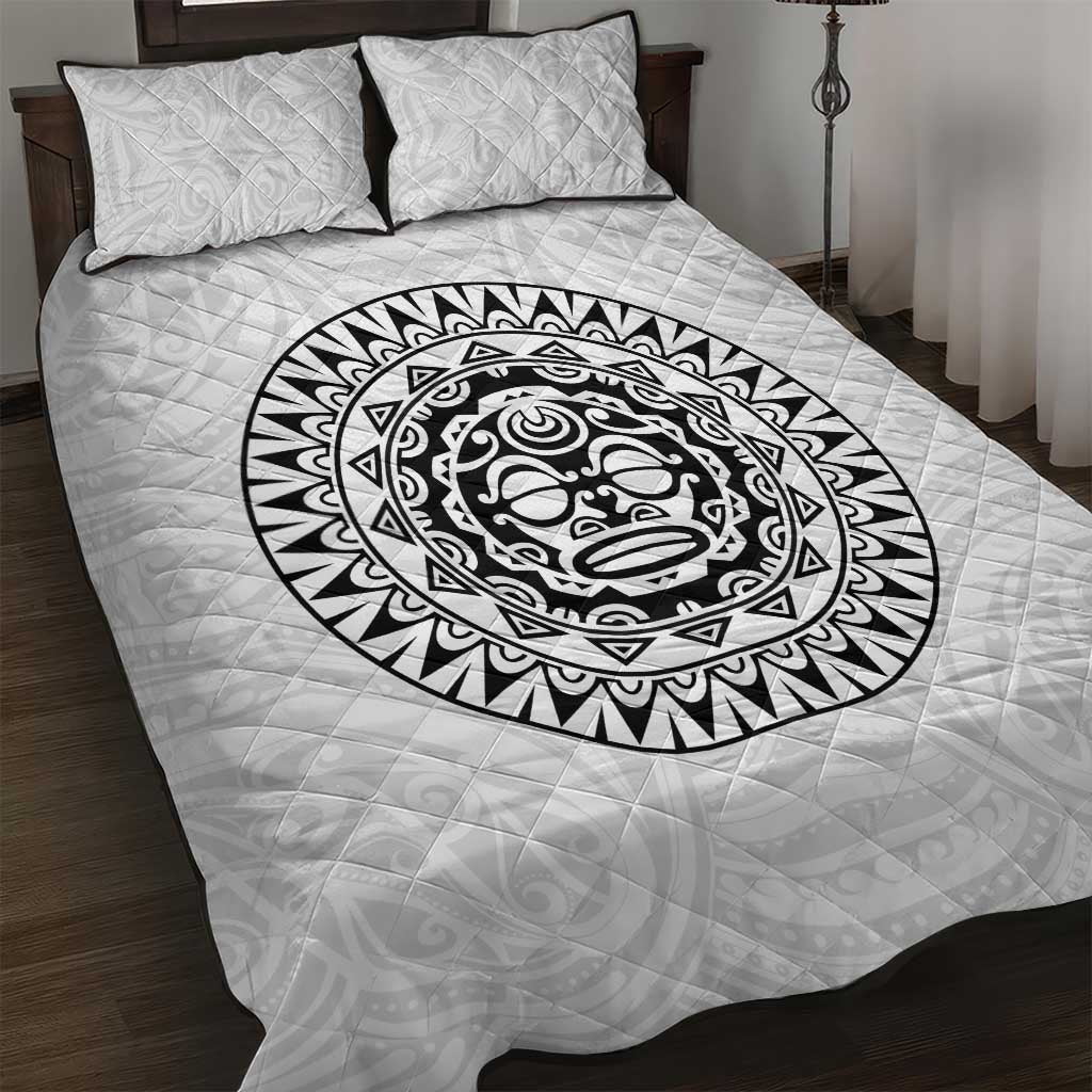 New Zealand Aotearoa Quilt Bed Set Maori Te Mata O Rongokako LT05 White - Polynesian Pride