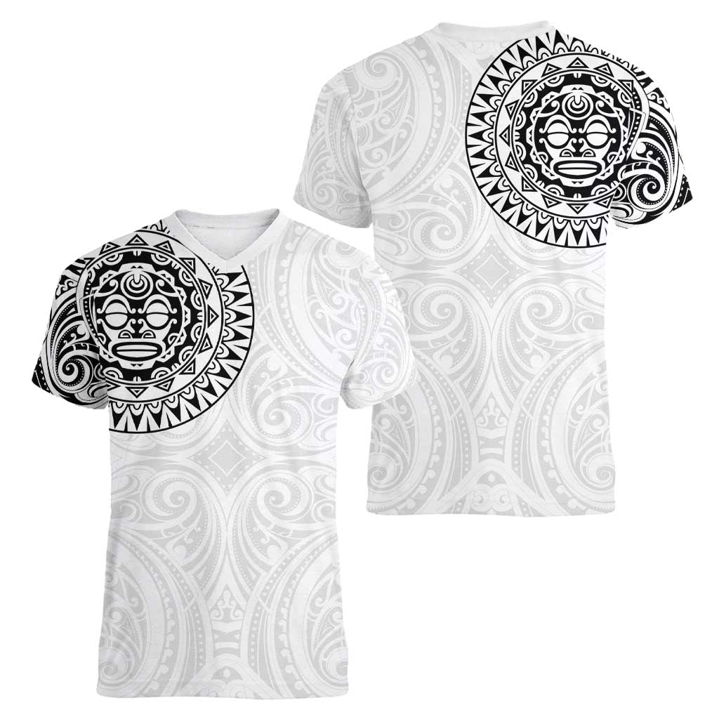 New Zealand Aotearoa Women V-Neck T-Shirt Maori Te Mata O Rongokako LT05 - Polynesian Pride