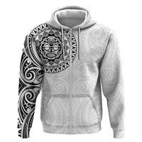 New Zealand Aotearoa Zip Hoodie Maori Te Mata O Rongokako LT05 Zip Hoodie White - Polynesian Pride