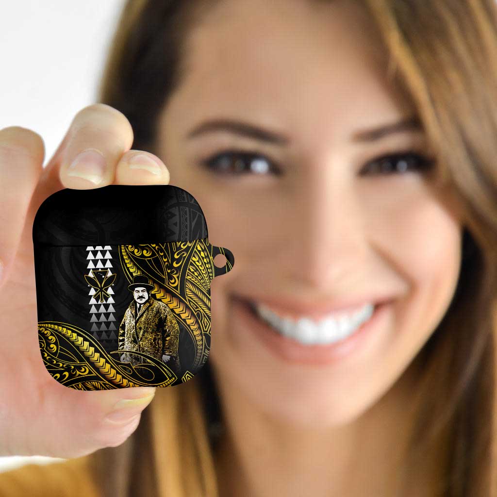 Hawaii Kuhio The Citizen Prince AirPods Case Gold Polynesian Tribal Tattoo