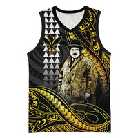 Hawaii Kuhio The Citizen Prince Basketball Jersey Gold Polynesian Tribal Tattoo