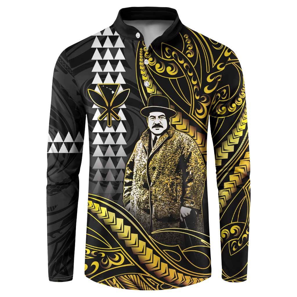 Hawaii Kuhio The Citizen Prince Button Sweatshirt Gold Polynesian Tribal Tattoo