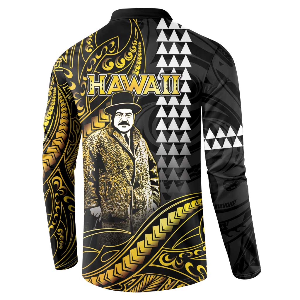 Hawaii Kuhio The Citizen Prince Button Sweatshirt Gold Polynesian Tribal Tattoo