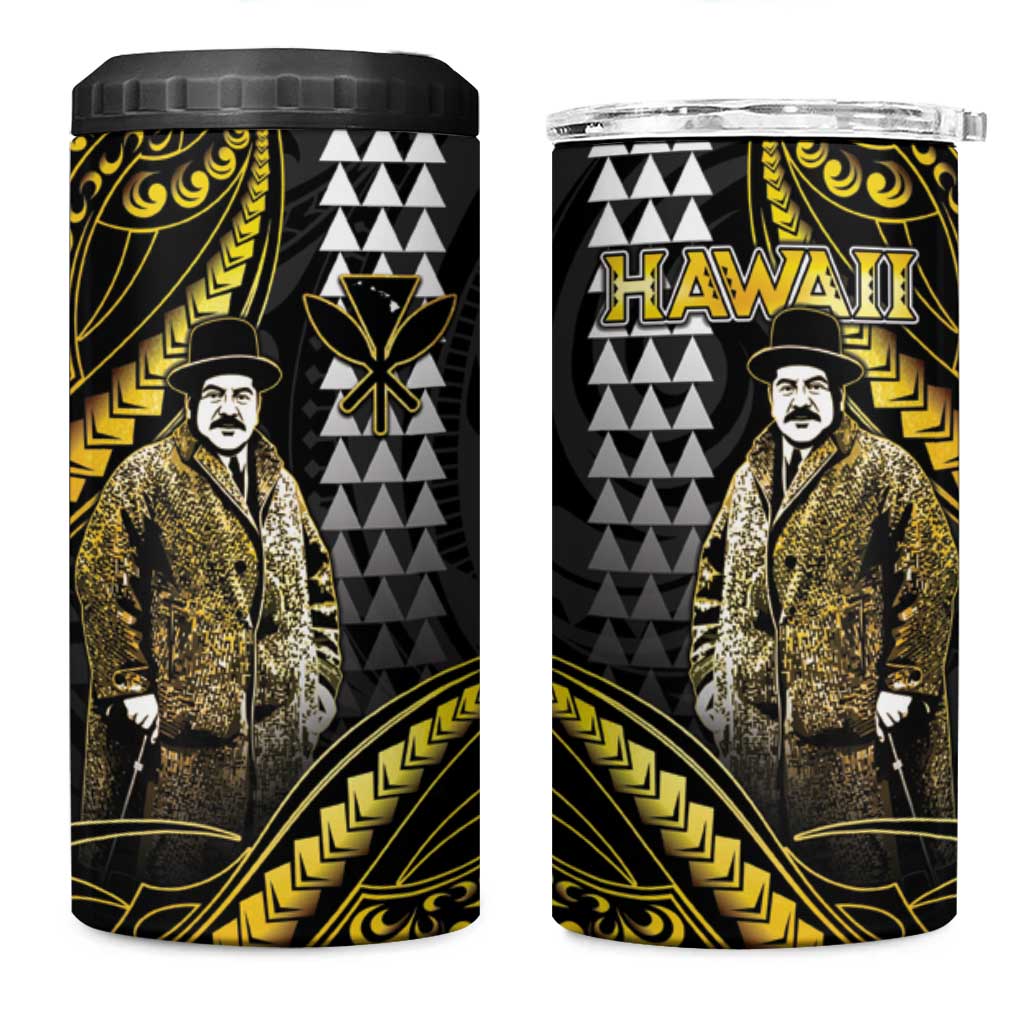 Hawaii Kuhio The Citizen Prince 4 in 1 Can Cooler Tumbler Gold Polynesian Tribal Tattoo LT05 One Size: 16 oz Gold - Polynesian Pride