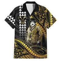 Hawaii Kuhio The Citizen Prince Family Matching Mermaid Dress and Hawaiian Shirt Gold Polynesian Tribal Tattoo LT05 Dad's Shirt - Short Sleeve Gold - Polynesian Pride