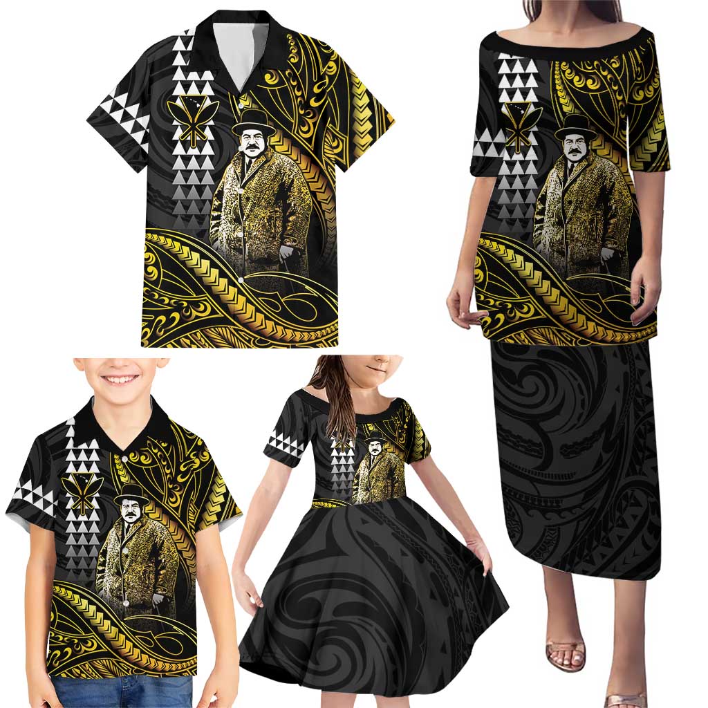 Hawaii Kuhio The Citizen Prince Family Matching Puletasi and Hawaiian Shirt Gold Polynesian Tribal Tattoo LT05 - Polynesian Pride
