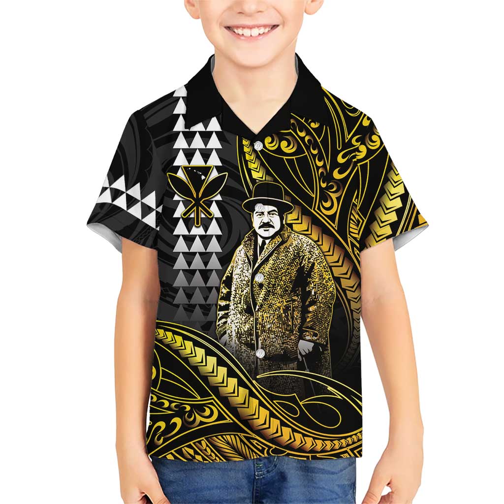 Hawaii Kuhio The Citizen Prince Family Matching Tank Maxi Dress and Hawaiian Shirt Gold Polynesian Tribal Tattoo LT05 Son's Shirt Gold - Polynesian Pride