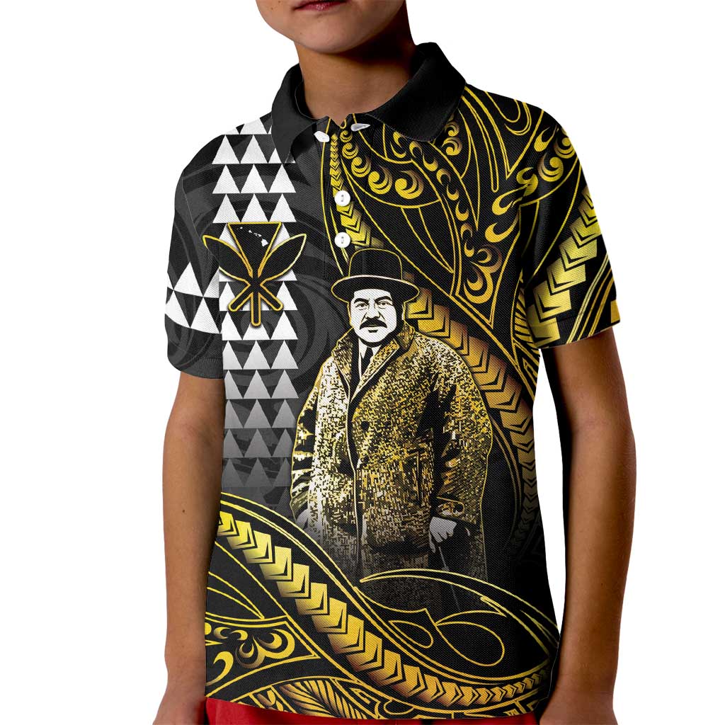 Hawaii Kuhio The Citizen Prince Kid Polo Shirt Gold Polynesian Tribal Tattoo
