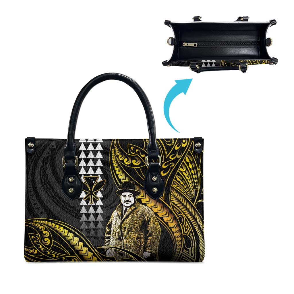 Hawaii Kuhio The Citizen Prince Leather Bag Gold Polynesian Tribal Tattoo LT05 - Polynesian Pride