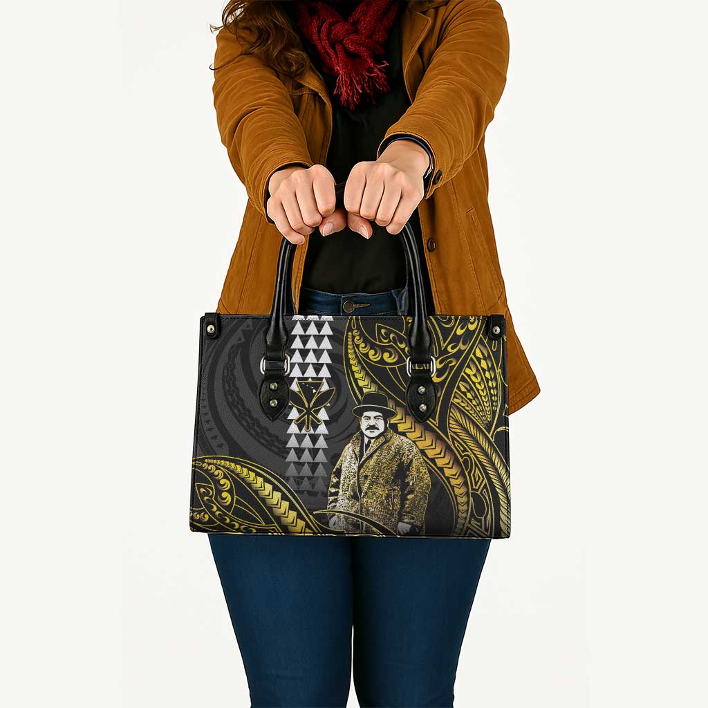 Hawaii Kuhio The Citizen Prince Leather Bag Gold Polynesian Tribal Tattoo LT05 - Polynesian Pride