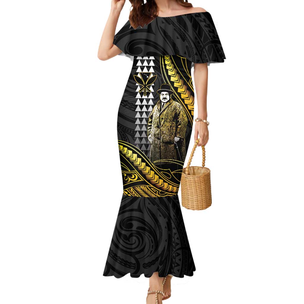 Hawaii Kuhio The Citizen Prince Mermaid Dress Gold Polynesian Tribal Tattoo LT05 Women Gold - Polynesian Pride