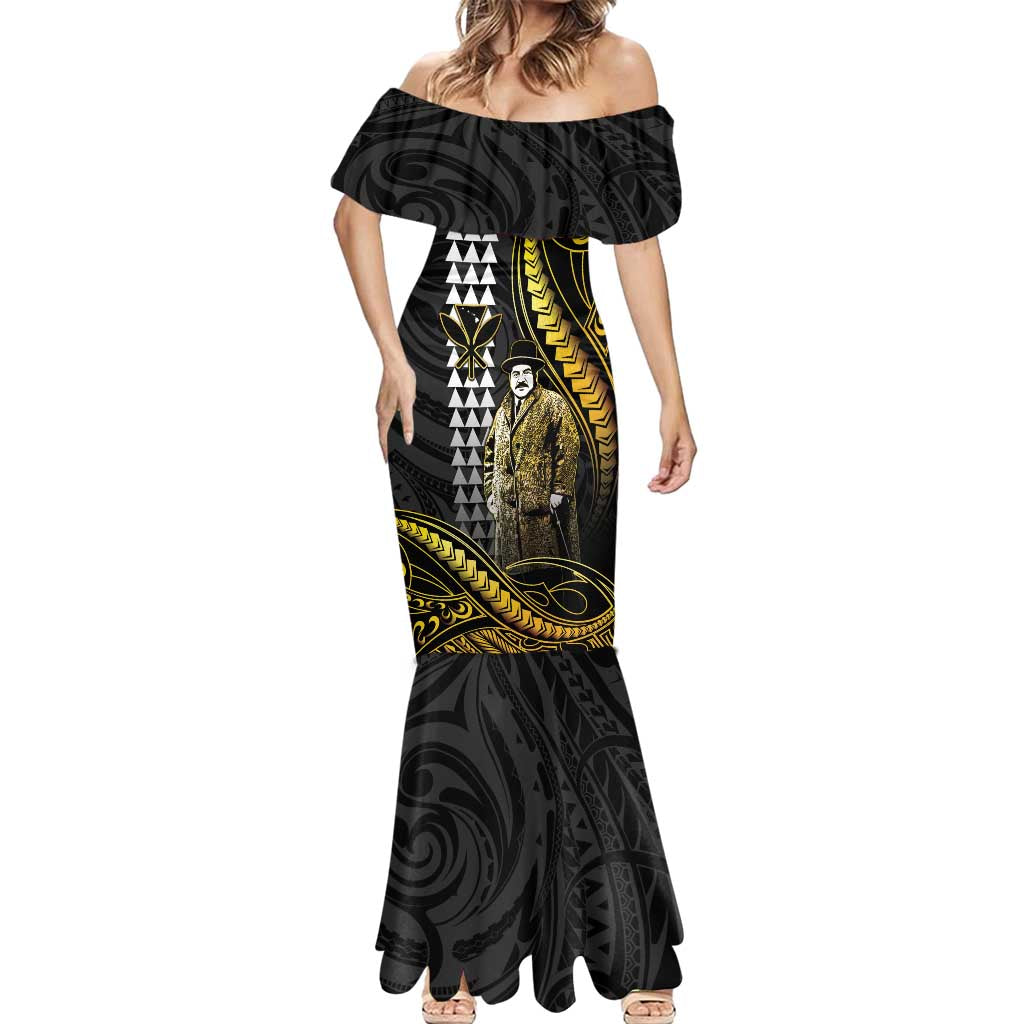 Hawaii Kuhio The Citizen Prince Mermaid Dress Gold Polynesian Tribal Tattoo LT05 - Polynesian Pride